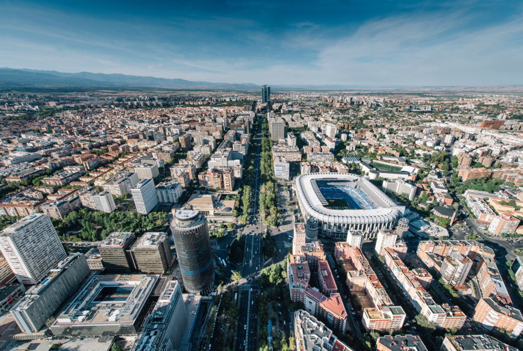 Cityscape skyline view of Madrid